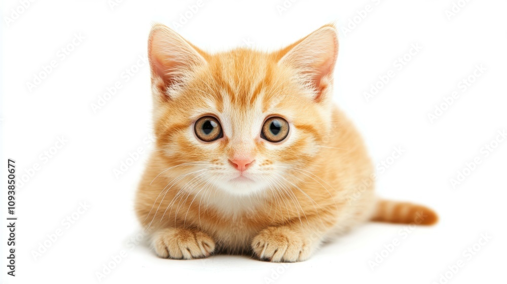 Fototapeta premium Adorable munchkin cat sitting on a white surface in a cozy home environment