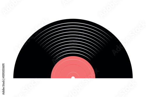 half vinyl record, plate disc, retro music symbol, vector illustration