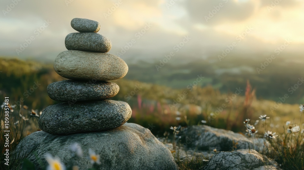 Balancing art building a perfectly stacked tower of stones by the serene lake nature photography tranquil environment artistic concept Balancing art building a perfectly stacked tower of stones by the serene lake nature photography tranquil environment artistic concept