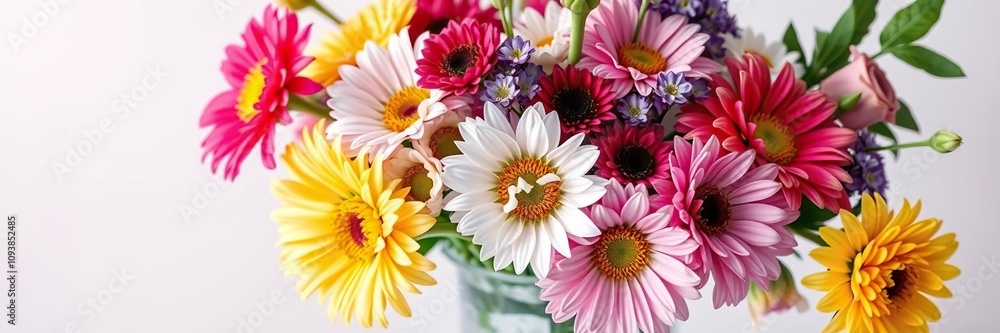 A colorful bouquet of mixed flowers in a clear glass vase, fresh, flowers, mixed A colorful bouquet of mixed flowers in a clear glass vase, fresh, flowers, mixed