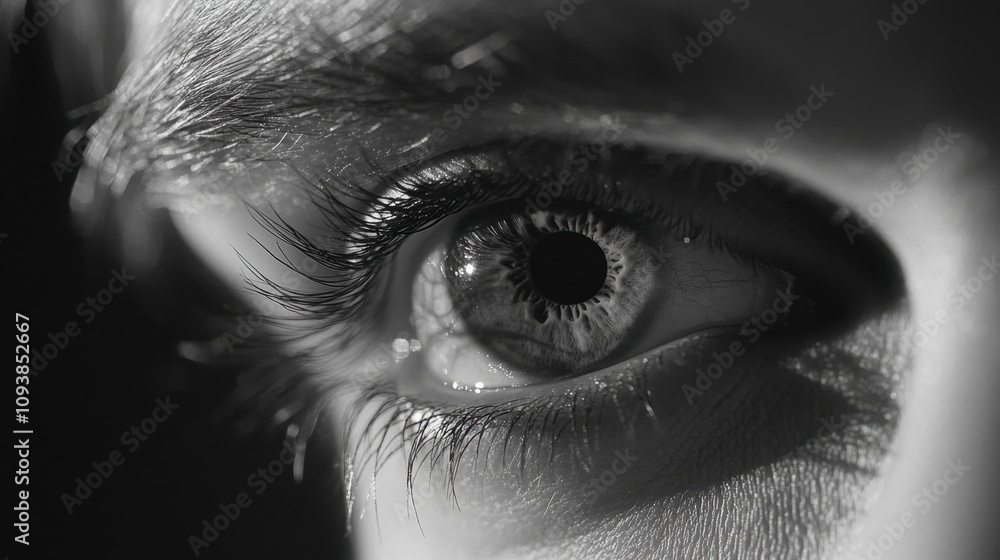 Obraz premium Close-Up Black and White Eye Detail