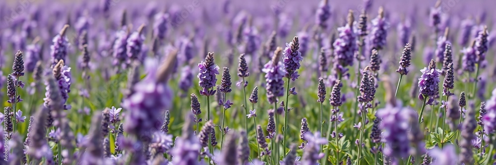 Obraz premium A field of lilacs and lavender swaying together in the wind, nature, field