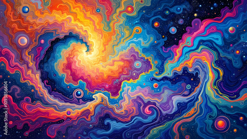 Psychedelic Art Swirling Vibrant Colors Background