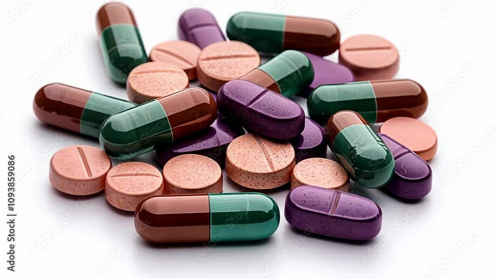 A collection of colorful pills and capsules arranged attractively, healthcare and medication. A collection of colorful pills and capsules arranged attractively, healthcare and medication.