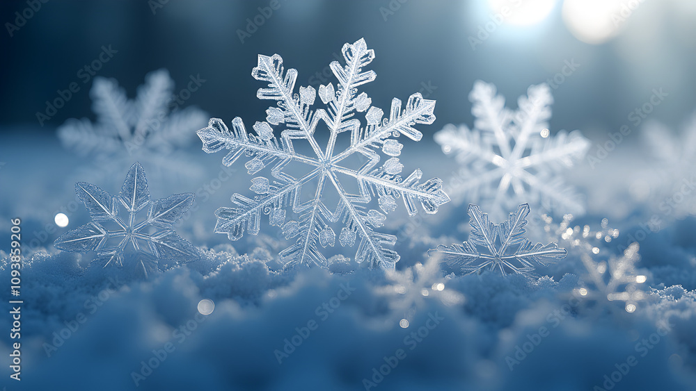 Close-up of freshly fallen snowflakes on a dark wool surface, highlighting their intricate patterns. Close-up of freshly fallen snowflakes on a dark wool surface, highlighting their intricate patterns.