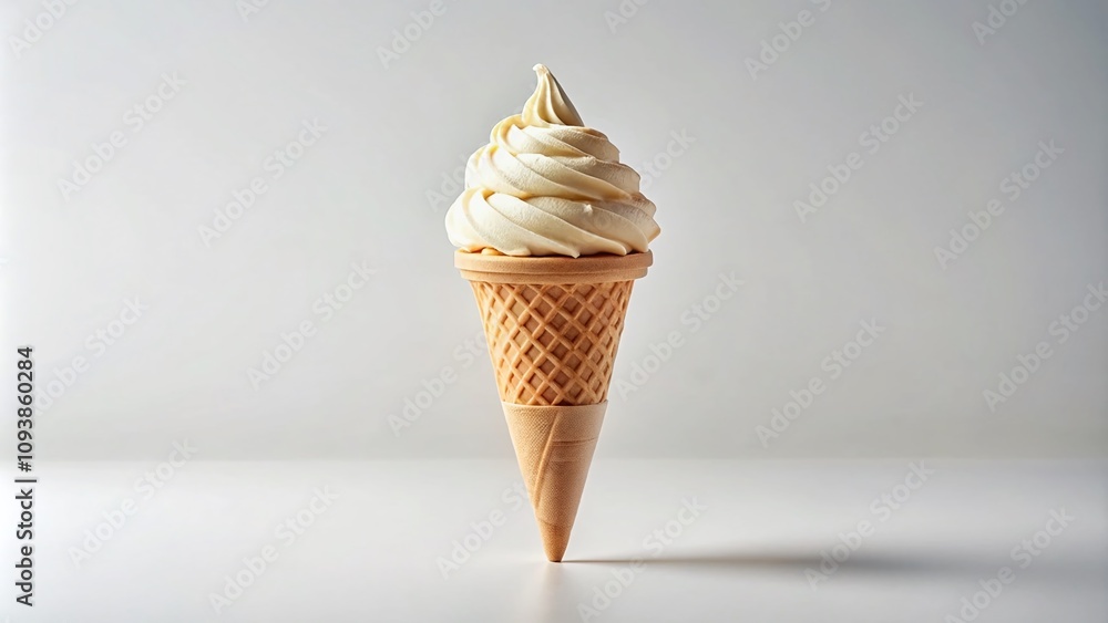 Delightful Vanilla Ice Cream Cone Isolated on White Background Perfect for Culinary and Dessert Photography, Showcasing Creamy Texture and Classic Cone Design for Food Lovers Delightful Vanilla Ice Cream Cone Isolated on White Background Perfect for Culinary and Dessert Photography, Showcasing Creamy Texture and Classic Cone Design for Food Lovers