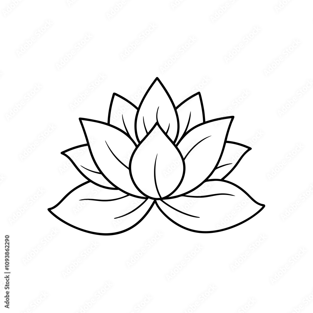 A line art drawing of a lotus flower icon vector illustration A line art drawing of a lotus flower icon vector illustration