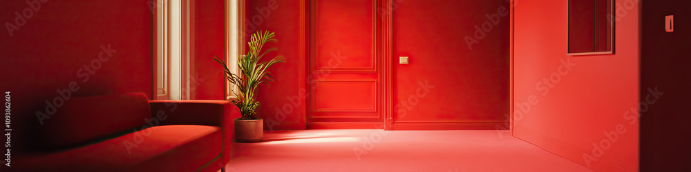 Obraz premium An entire room painted in a single hue, with only subtle variations creating interest.