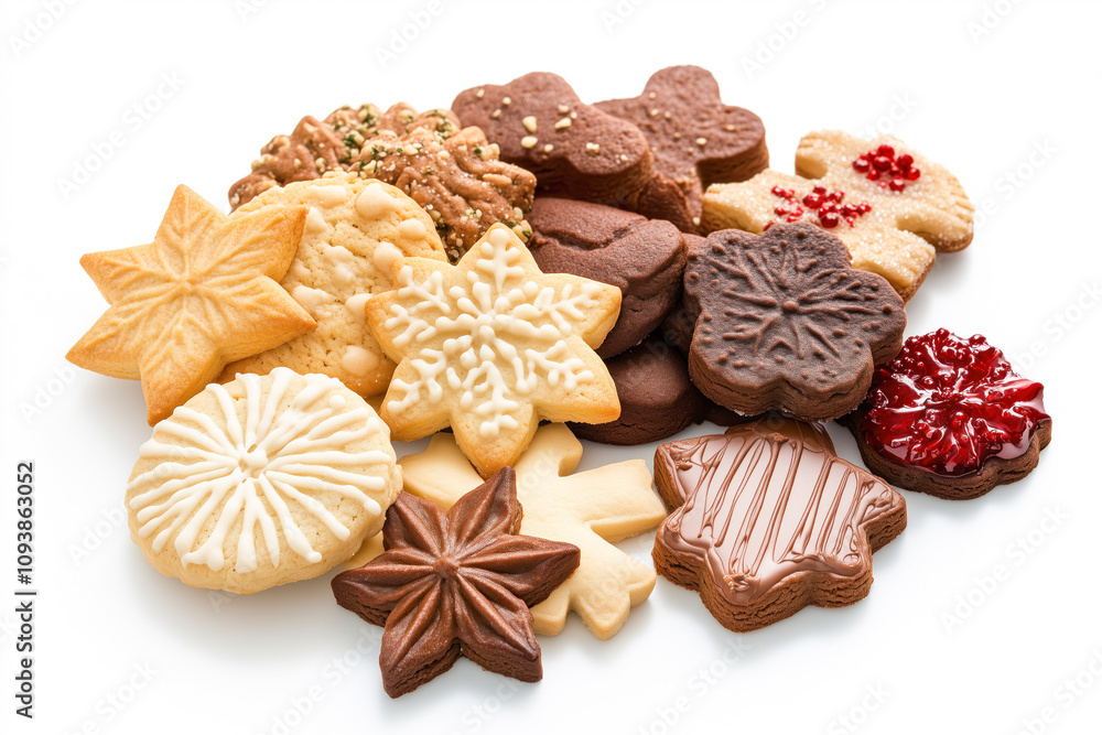 Holiday cookies with chocolate and fruit toppings Holiday cookies with chocolate and fruit toppings
