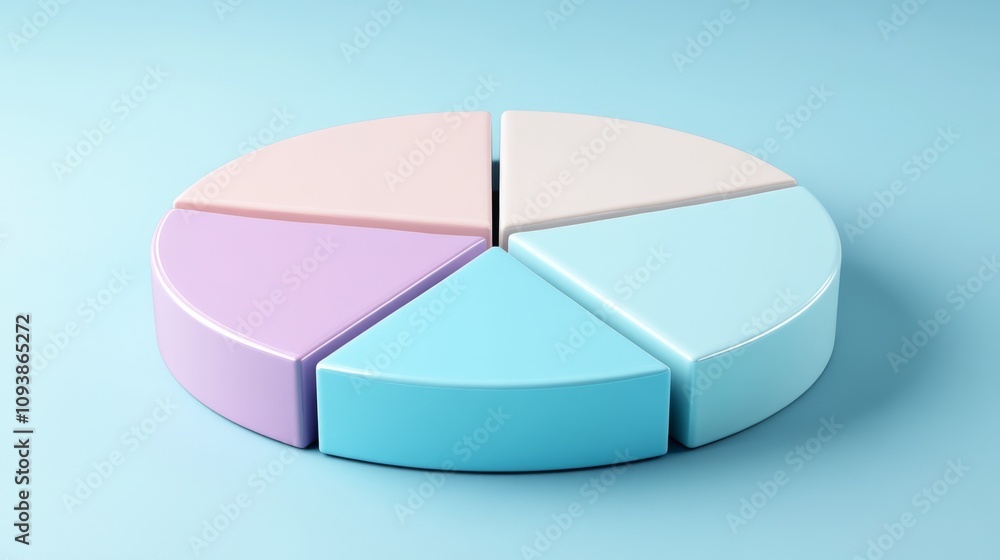 Colorful Geometric Pie Chart on Soft Blue Background Representing Data Visualization and Analysis in a Minimalistic Style for Business Presentations Colorful Geometric Pie Chart on Soft Blue Background Representing Data Visualization and Analysis in a Minimalistic Style for Business Presentations