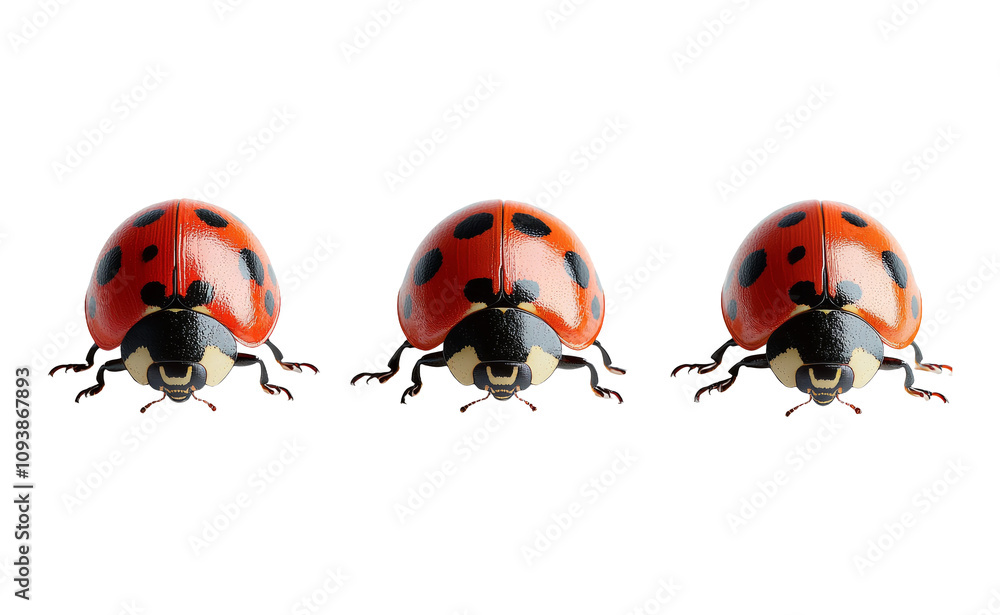 Fototapeta premium Bright Ladybug with Black Spots on Transparent Background