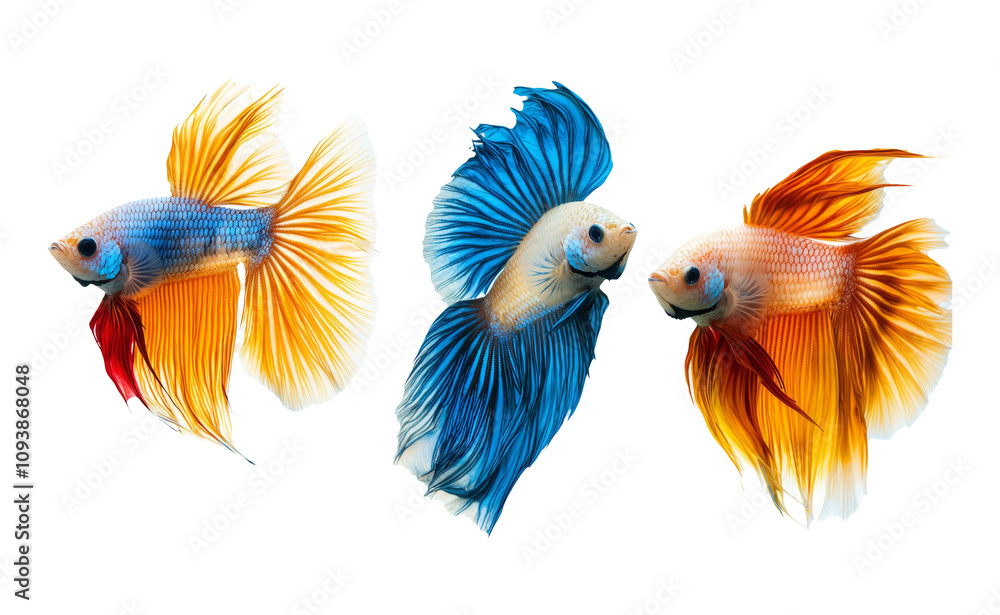 Obraz premium Colorful Betta Fish Isolated on Transparent Background
