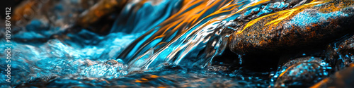 Water flowing over rocks, representing the unpredictability of creative thought.