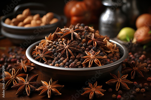 Star anise or Chinese badiane spice or Illicium verum., 