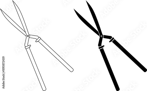Manual hedge trimmer icon set