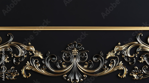 Elegant Luxury Border Design with Ornate Patterns and Sophisticated Detailing in Gold and Black