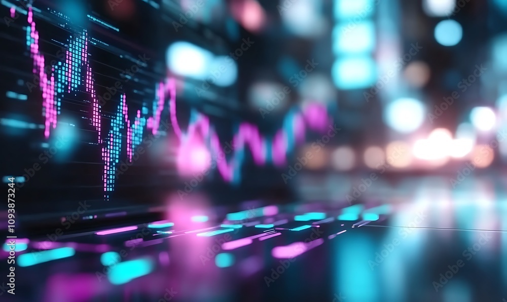 Abstract digital representation of financial data trends. Abstract digital representation of financial data trends.