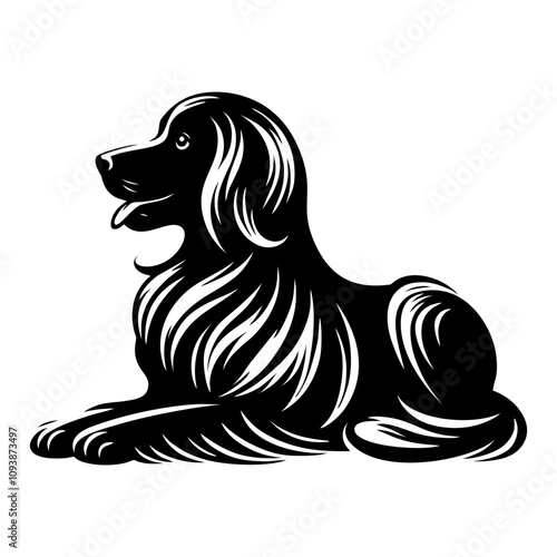 Bold Black and White Dog Illustration Large Breed Line Art