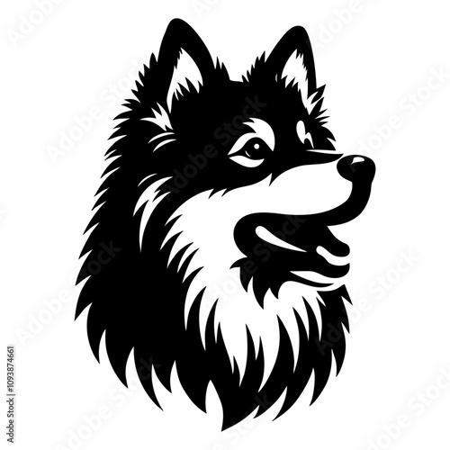 Bold Black and White Dog Illustration Large Breed Line Art