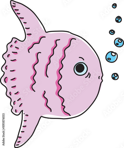 purple surprised moonfish blowing bubbles from its mouth