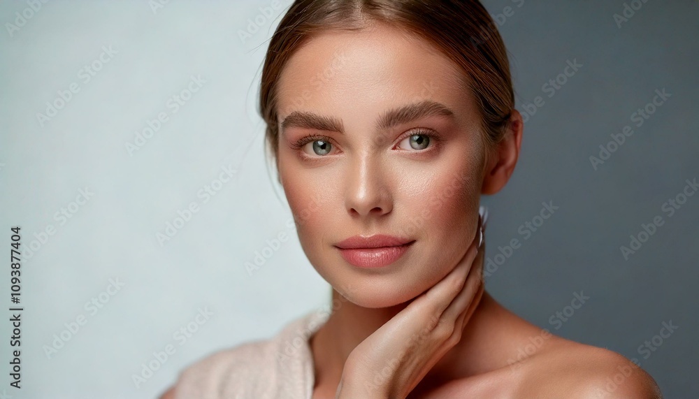 Young and Beautiful woman with clear skin, natural make-up, Skincare and facial treatment concept Young and Beautiful woman with clear skin, natural make-up, Skincare and facial treatment concept