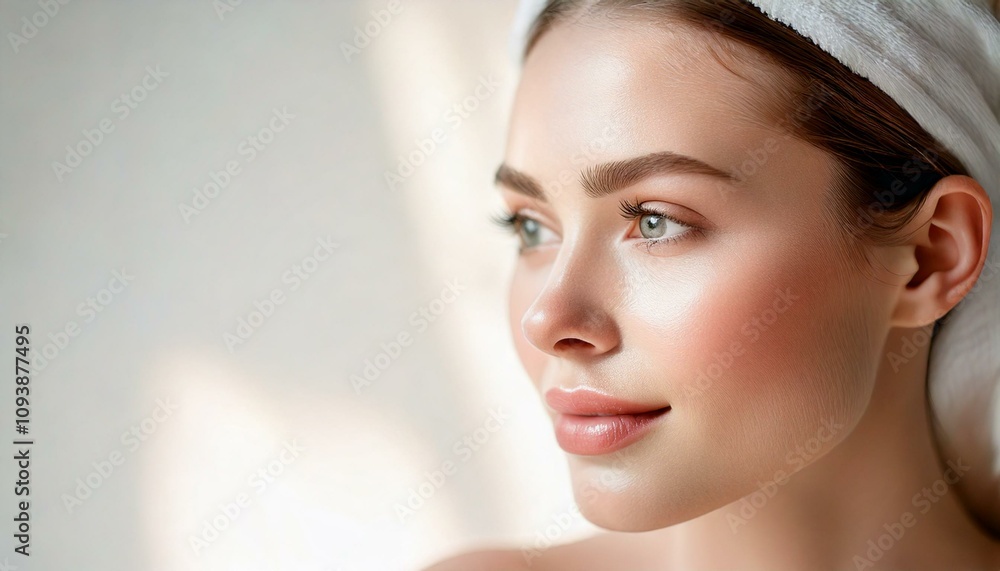 Young and Beautiful woman with clear skin, natural make-up, Skincare and facial treatment concept Young and Beautiful woman with clear skin, natural make-up, Skincare and facial treatment concept