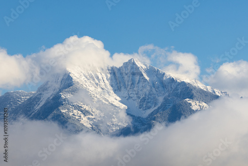 Montana Mountain scene with snow and clouds