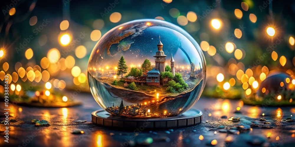 Enchanting Low Light Photography of a Glass Globe Showcasing a Miniature World with Twinkling Lights and Intricate Details, Perfect for Captivating and Dreamy Imagery Enchanting Low Light Photography of a Glass Globe Showcasing a Miniature World with Twinkling Lights and Intricate Details, Perfect for Captivating and Dreamy Imagery
