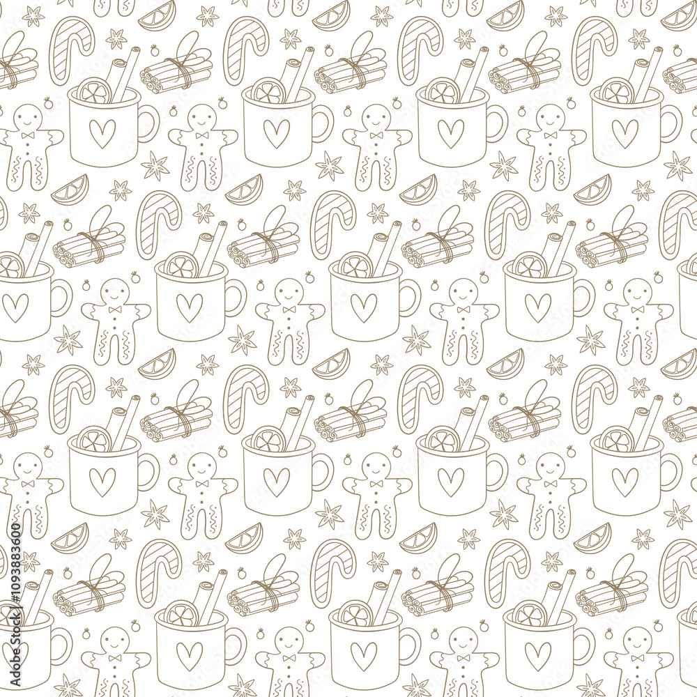 Christmas designs pattern with canes, bells, stars Christmas designs pattern with canes, bells, stars