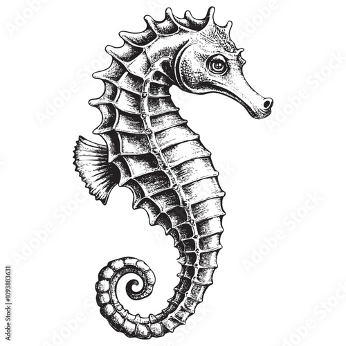 seahorse sketch hand drawn drawing vector illustration