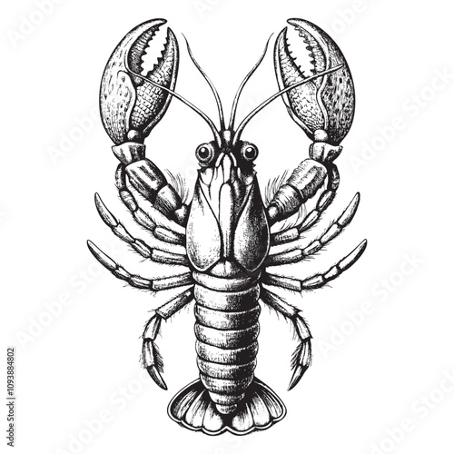 American lobster sketch hand drawn drawing vector illustration