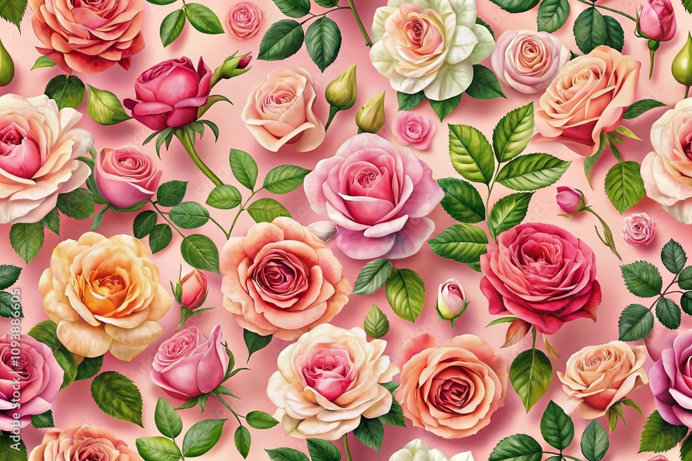 Exquisite Roses Floral Pattern on Soft Pink Background for Elegant Home Decor and Fashion Designs, Perfect for Fabric Prints and Backgrounds in Various Creative Projects Exquisite Roses Floral Pattern on Soft Pink Background for Elegant Home Decor and Fashion Designs, Perfect for Fabric Prints and Backgrounds in Various Creative Projects