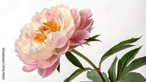 Large peony flower isolated on white background, nature, bloom, isolation