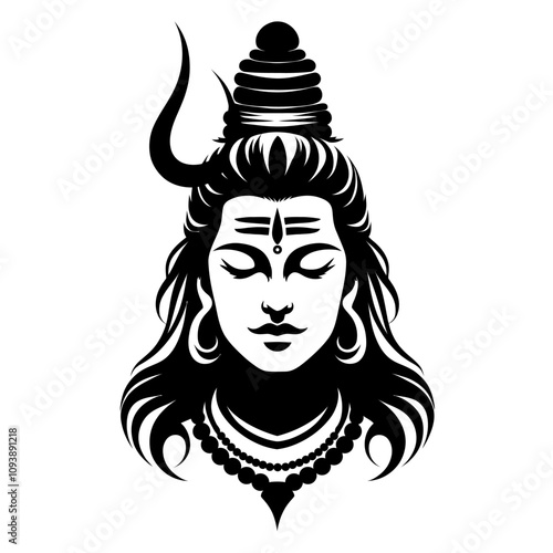 Divine Lord Shiva Silhouette Vector Illustration on White Background