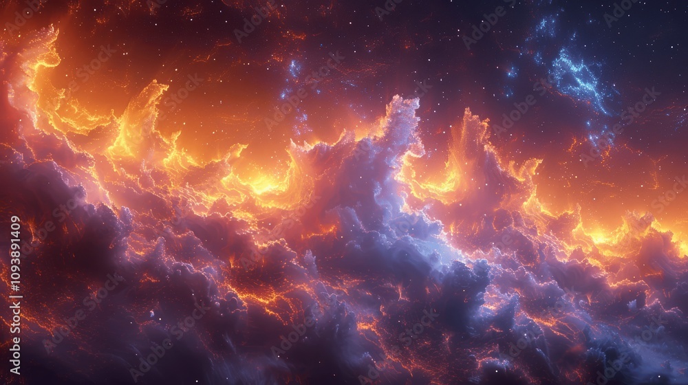 Vibrant Nebula Galaxy in Space with Cosmic Clouds and Stars Vibrant Nebula Galaxy in Space with Cosmic Clouds and Stars