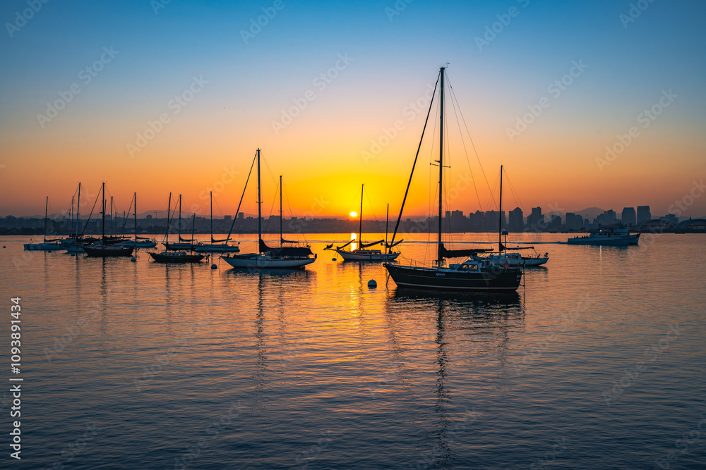 San Diego sunrise from Shelter Island. San Diego sunrise from Shelter Island.