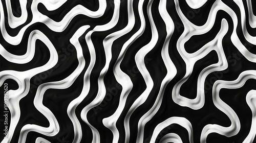 Abstract Monochrome Seamless Wavy Lines Pattern