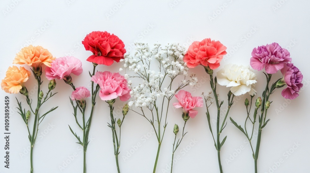 Obraz premium Colorful Bouquet of Carnations in Various Shades