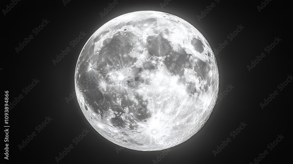 Obraz premium Full moon on dark sky background.