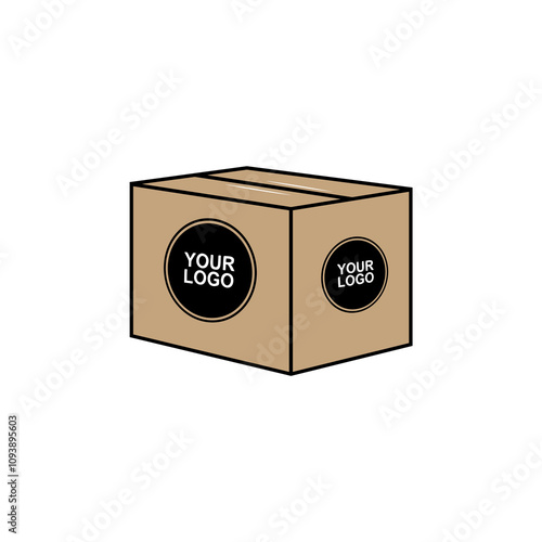 brown color cardboard carton mockup vector