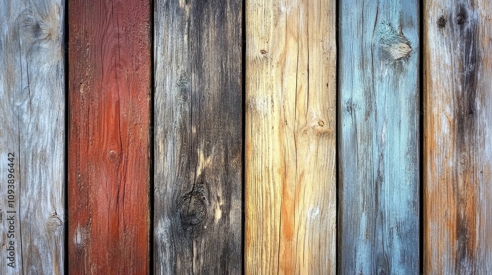 Fototapeta premium Rustic Wooden Wall with Diverse Textures and Colors