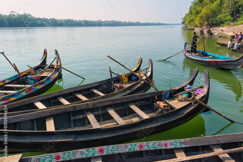 Fishing boats on Kaptai Lake, Rangamati, Chittagong Division, Bangladesh photo