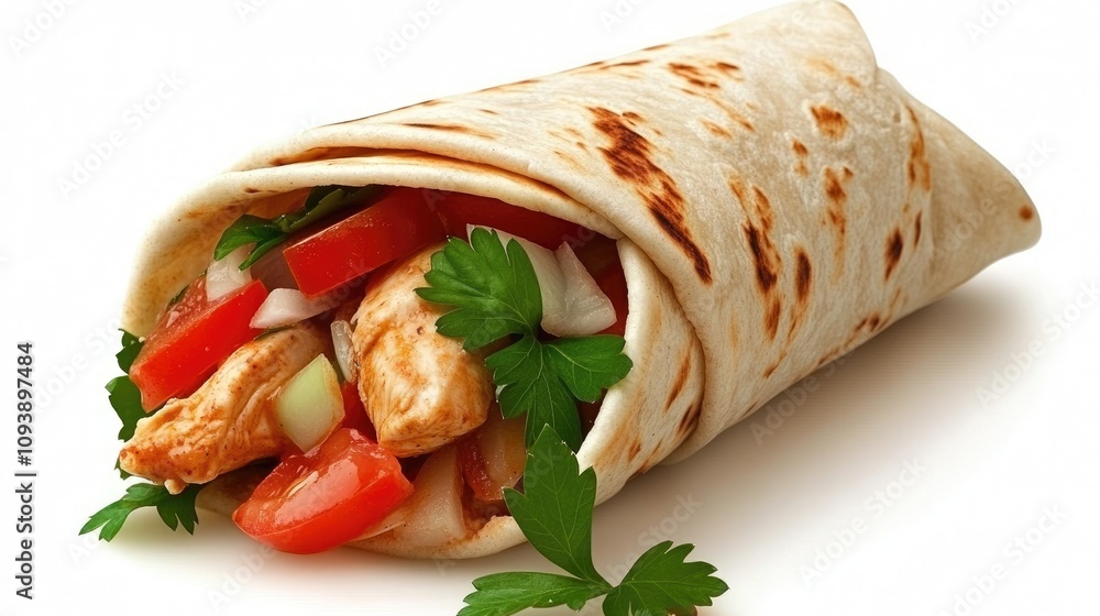 Close-Up of Delicious Chicken Shawarma Wrap Close-Up of Delicious Chicken Shawarma Wrap