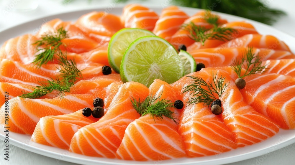 Sliced Salmon Platter with Fresh Parsley and Lime Sliced Salmon Platter with Fresh Parsley and Lime