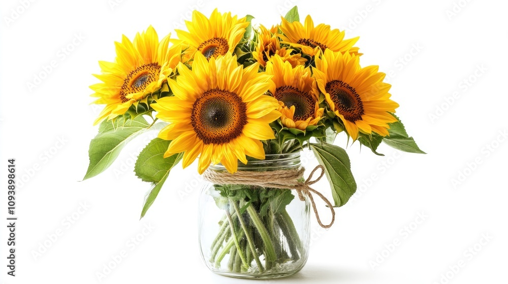 Obraz premium Vibrant Sunflower Bouquet in Glass Jar