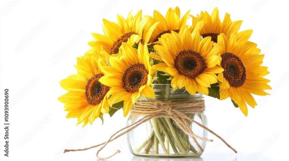 Bright Sunflowers in a Glass Jar Decor Bright Sunflowers in a Glass Jar Decor