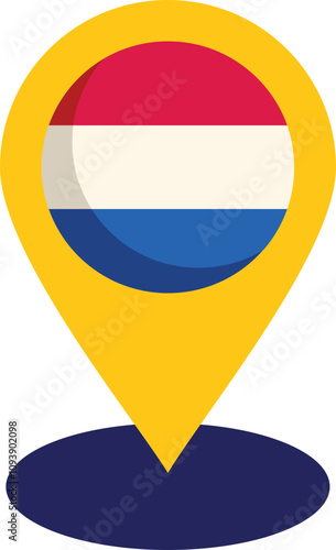 Free Download Yellow location pin pointing the netherlands flag, representing travel and tourism in the country - GFXLoad