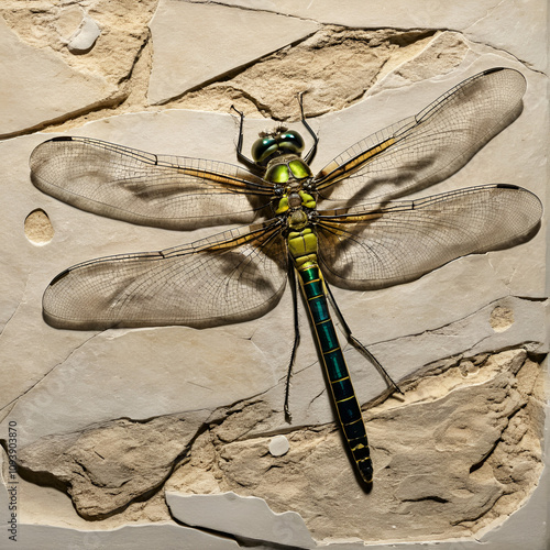 Fossil of a dragonfly. photo