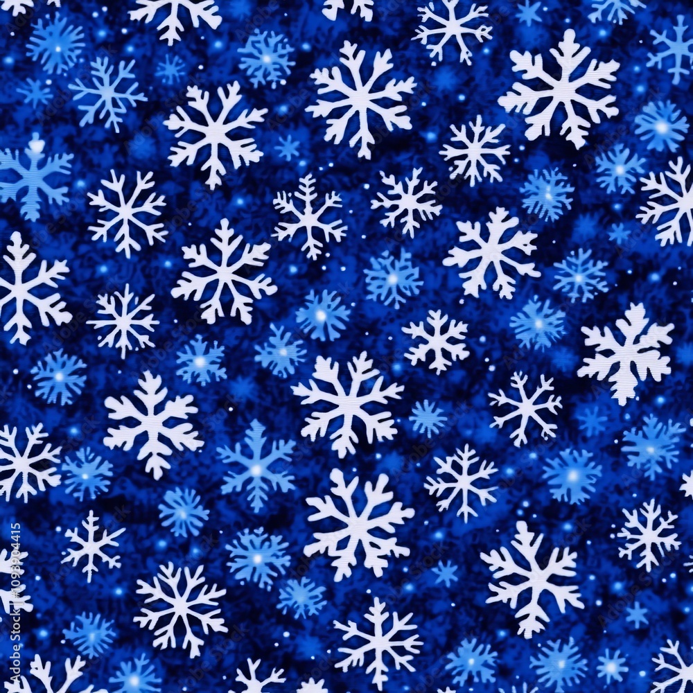 Seamless pattern of white snowflakes on a dark blue background. Seamless pattern of white snowflakes on a dark blue background.
