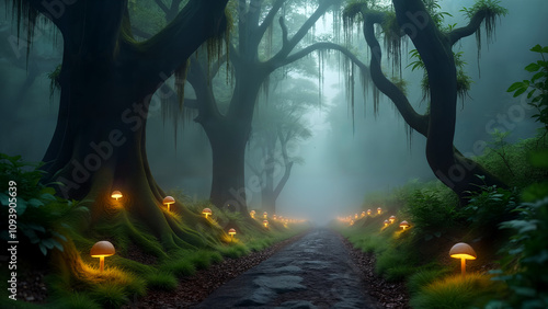 Enchanted Forest with Fireflies